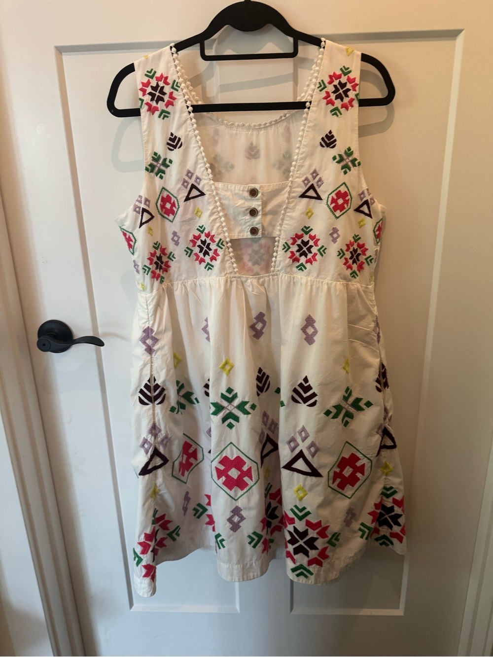 Anthropologie White 100% embroidered cotton lined dress LP EUC 1 small spot - Picture 4 of 7